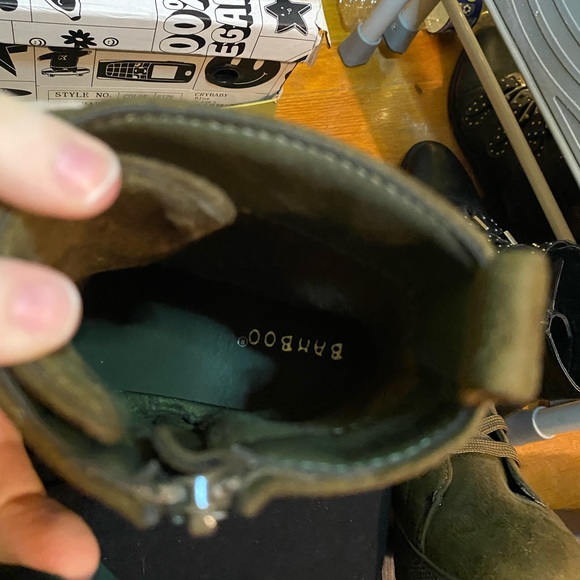 Olive Green Lace Up Boots - Picture 8 of 10